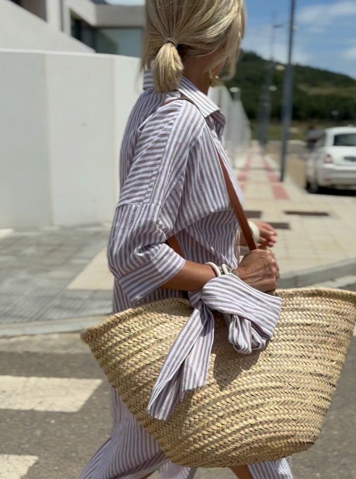 classic striped lace-up shirt dress Buy Stripe Blue and White Lace Shirt Dress - Boho